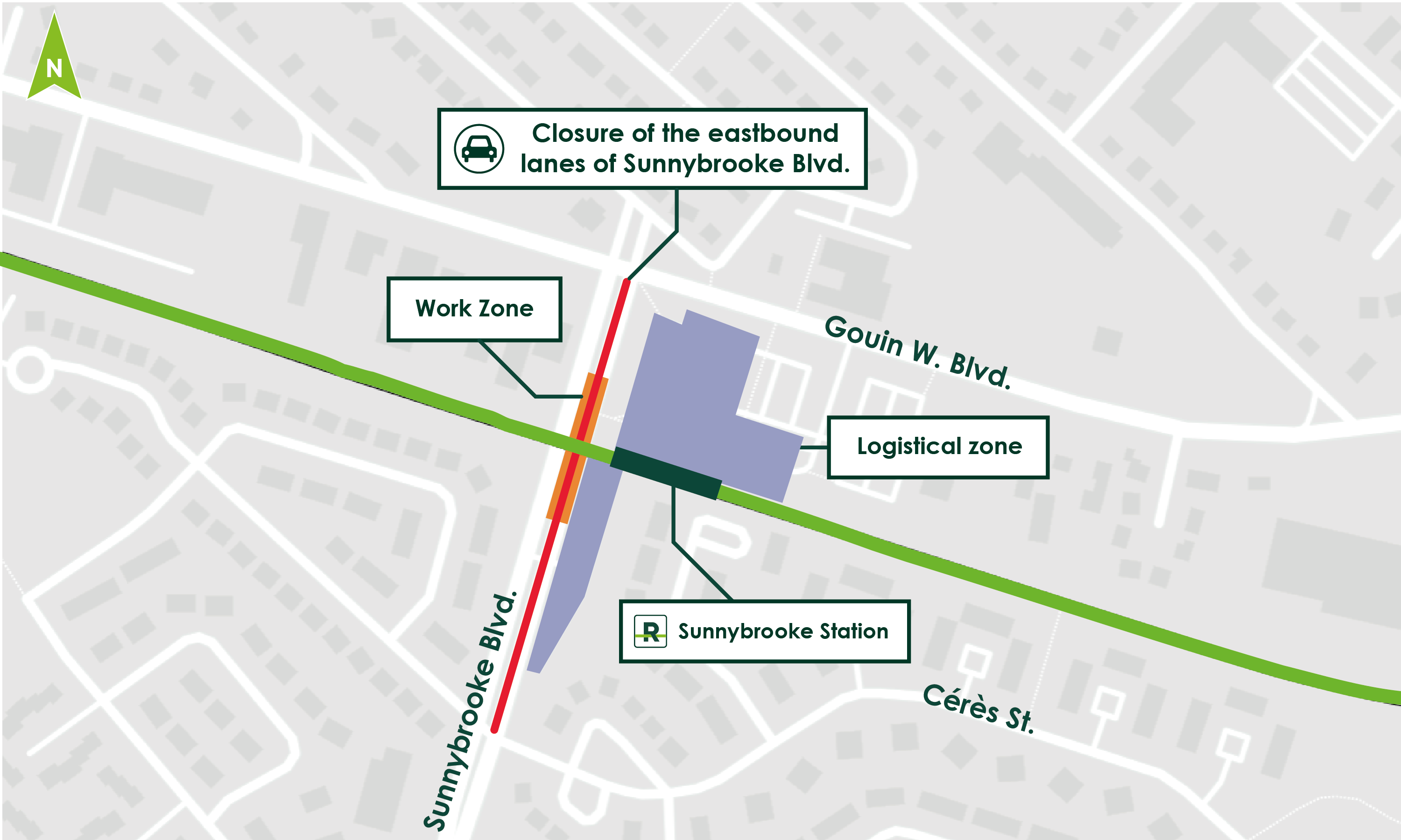 Construction Of The Future Sunnybrooke Station REM   2021 06 15 Entrave Boul.Sunnybrooke Juin 2021 En 